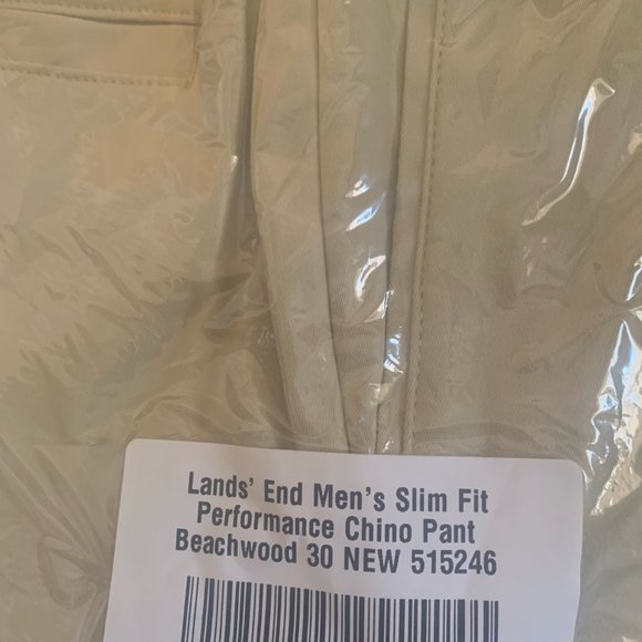 NWT LANDS' END MEN'S SLIM FIT PERFORMANCE CHINO PANTS COLOR BEACHWOOD 30X30 - Picture 6 of 7